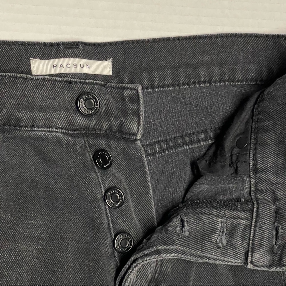PacSun Women’s Black Jeans Size 28 Distressed High Rise Straight Leg Denim 28x25 - Picture 4 of 9